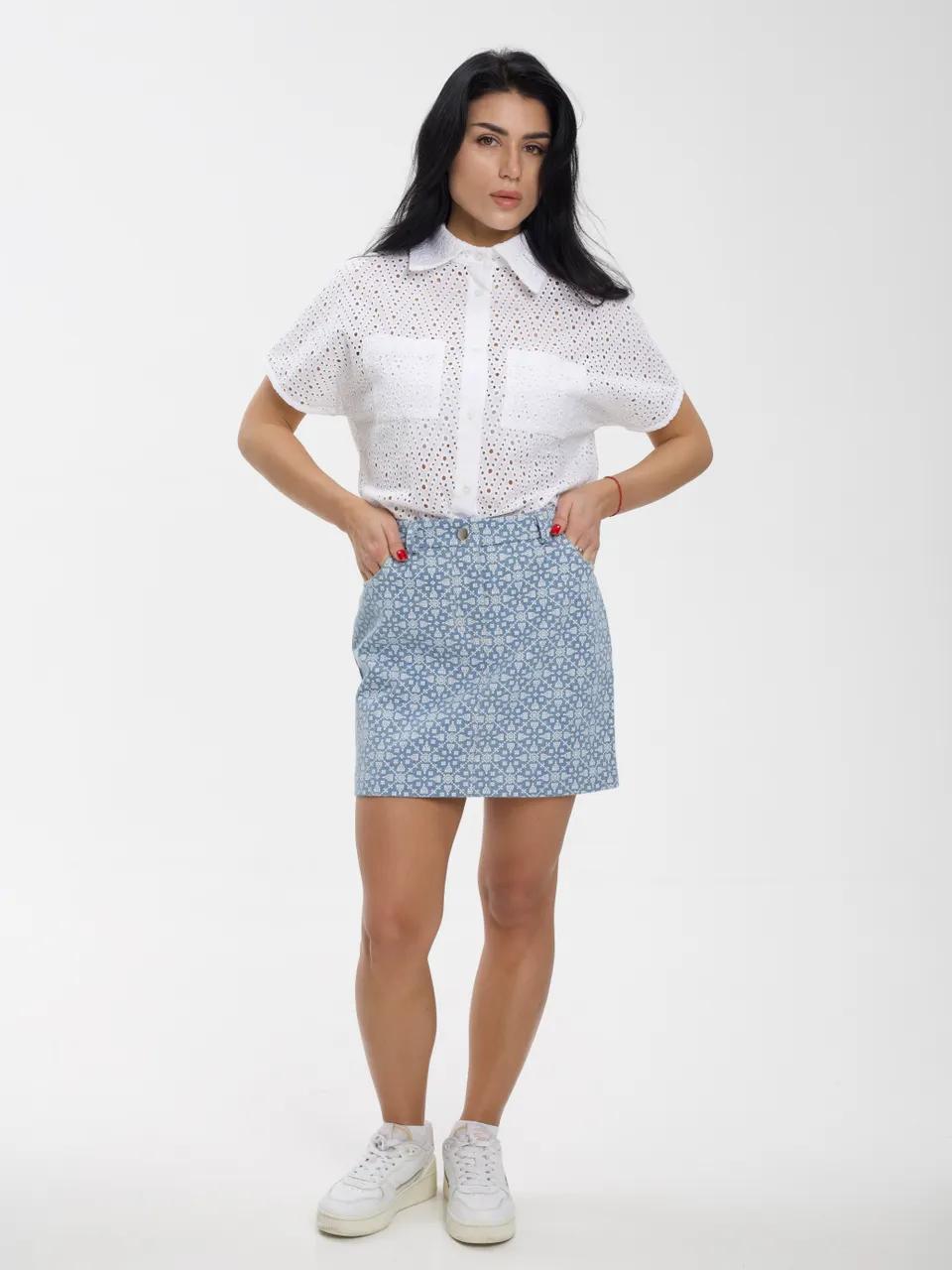 Юбка мини из джинсы с узором